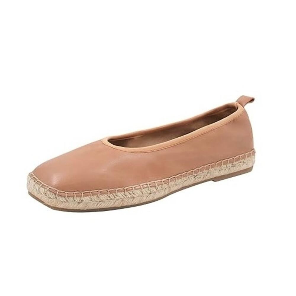 Andre Assous Womens Geneva Flats Size 7 Brown Leather Square Toe NWOB